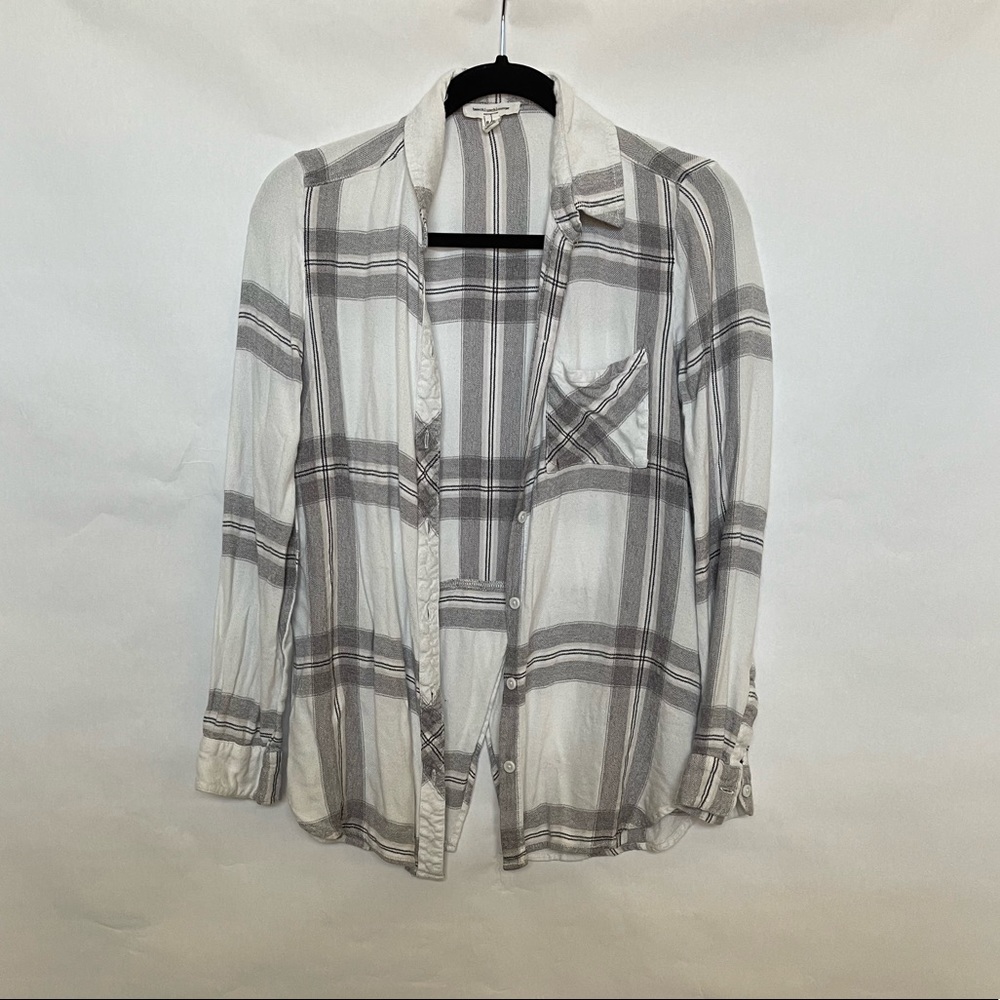 White and grey flannel size small